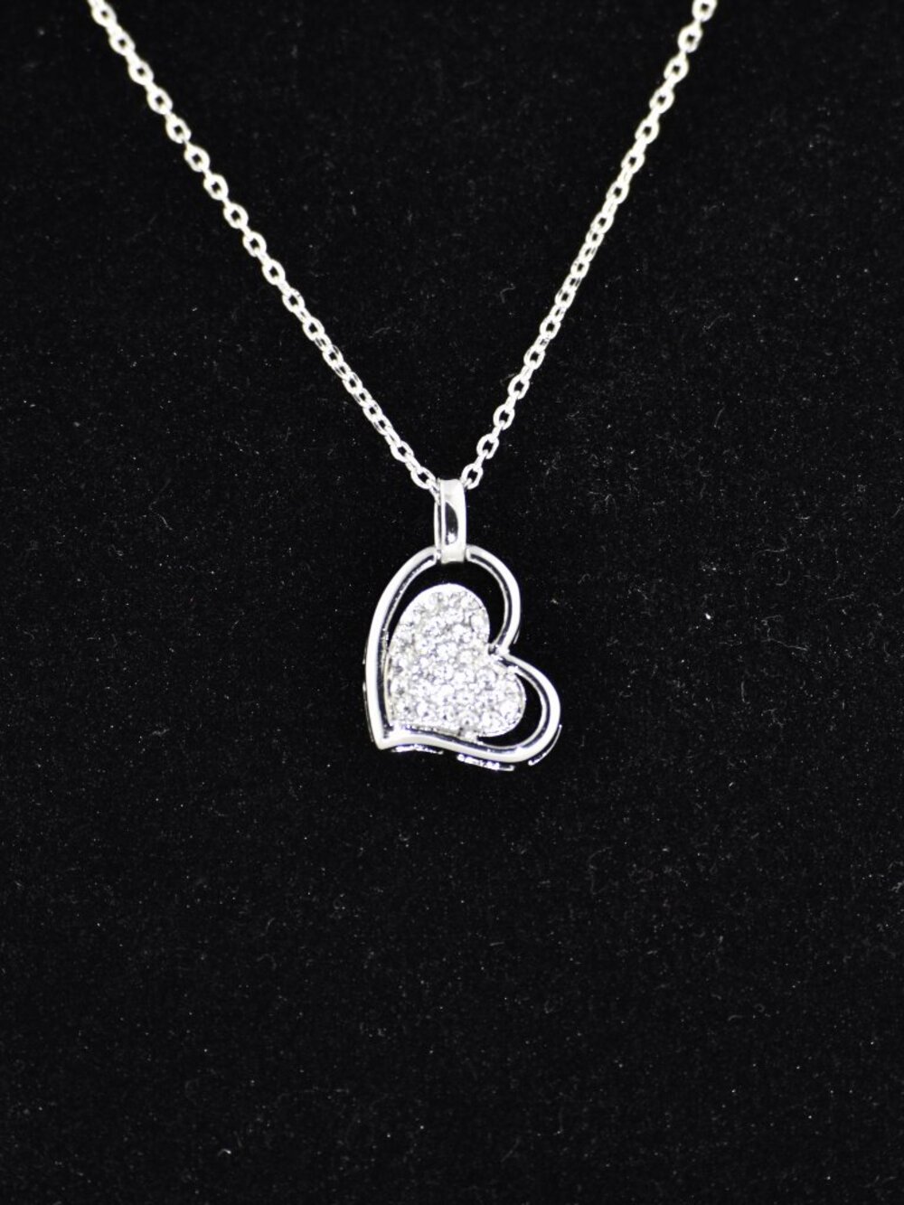 Interwined Double Heart Pendant Necklace made with Crystals by Swarovski, 18"